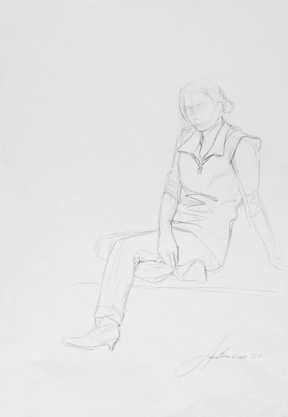 Anete Kalnina sitting, 2005