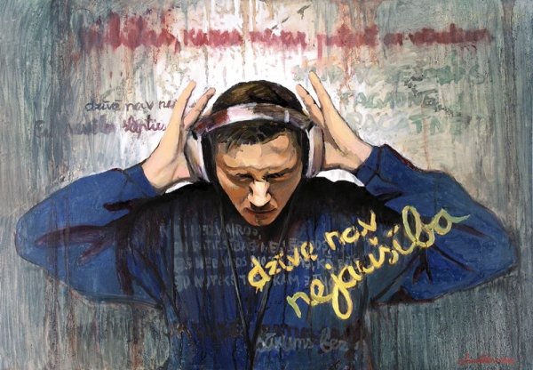 Self-portrait in a loud spring, 2004
