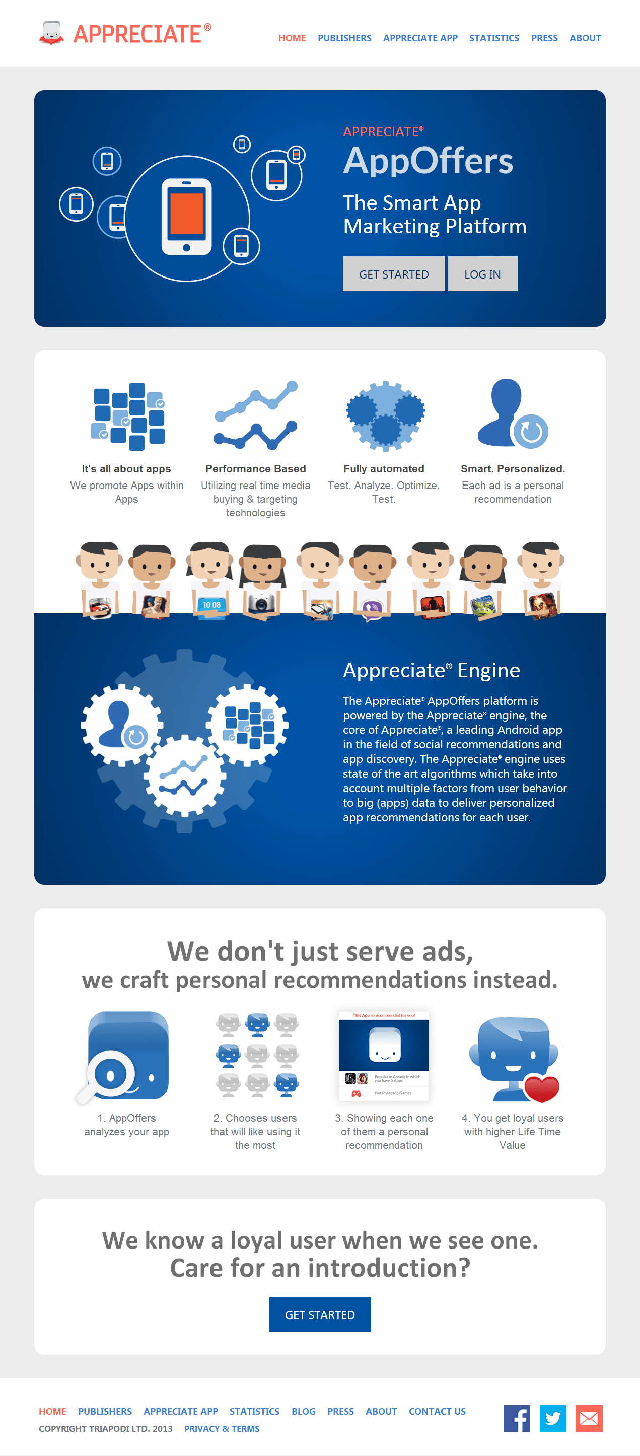 Appreciate landing page, 2013